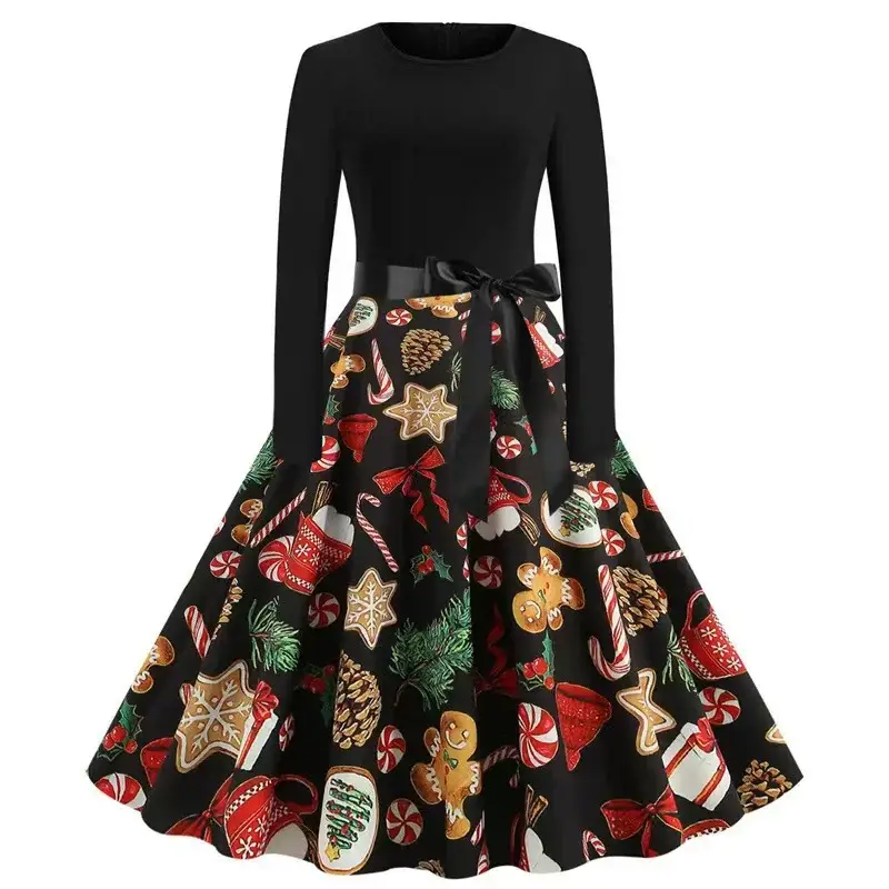 Halloween Crew Neck Printed Skirt Dress for Women — feature 5