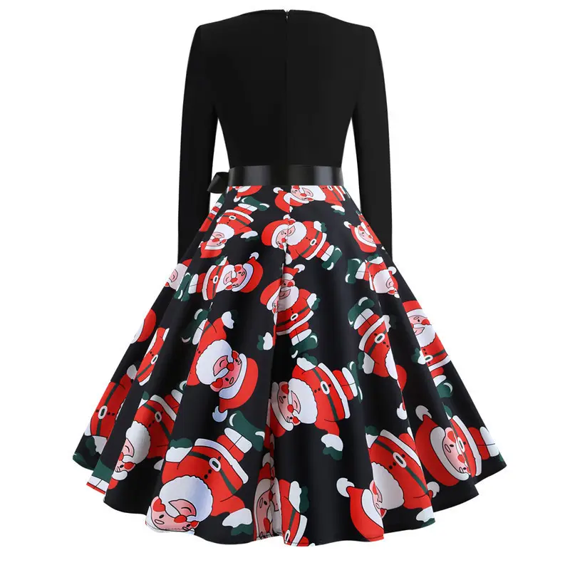 Halloween Crew Neck Printed Skirt Dress for Women