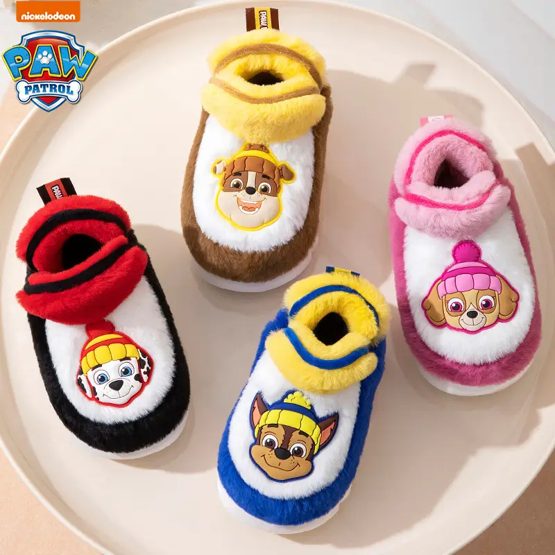 Wang Wang team cartoon winter children's cotton slippers home thickened warm cotton slippers plush plush girls outdoor boys - Image 7