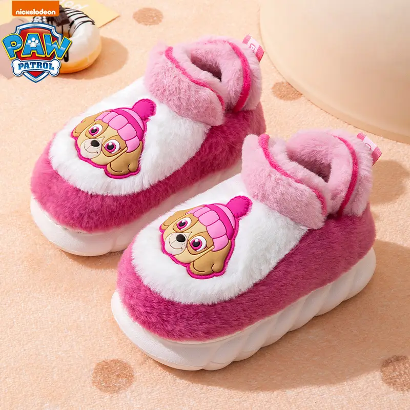 Wang Wang team cartoon winter children's cotton slippers home thickened warm cotton slippers plush plush girls outdoor boys - Image 2