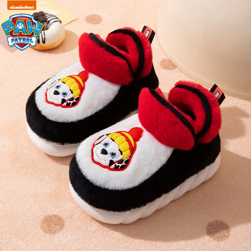 Wang Wang team cartoon winter children's cotton slippers home thickened warm cotton slippers plush plush girls outdoor boys - Image 3