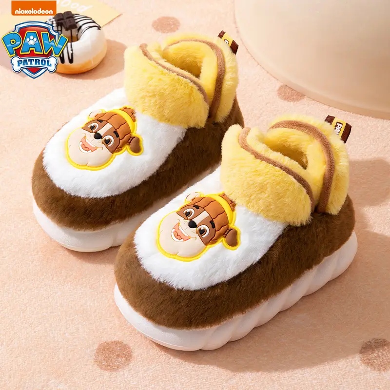 Wang Wang team cartoon winter children's cotton slippers home thickened warm cotton slippers plush plush girls outdoor boys - Image 4