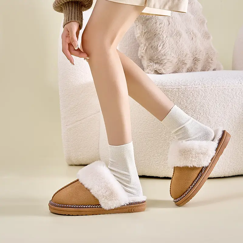 Winter Cotton Slippers, Winter Home Household Wool Slippers, Women's Non-Slip Cotton Slippers, Plush Cotton Shoes, Home Slippers, Furry Shoes