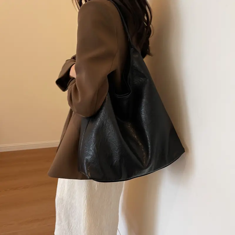 Brown Textured Shoulder Bag for Women 2024 Autumn - Image 6