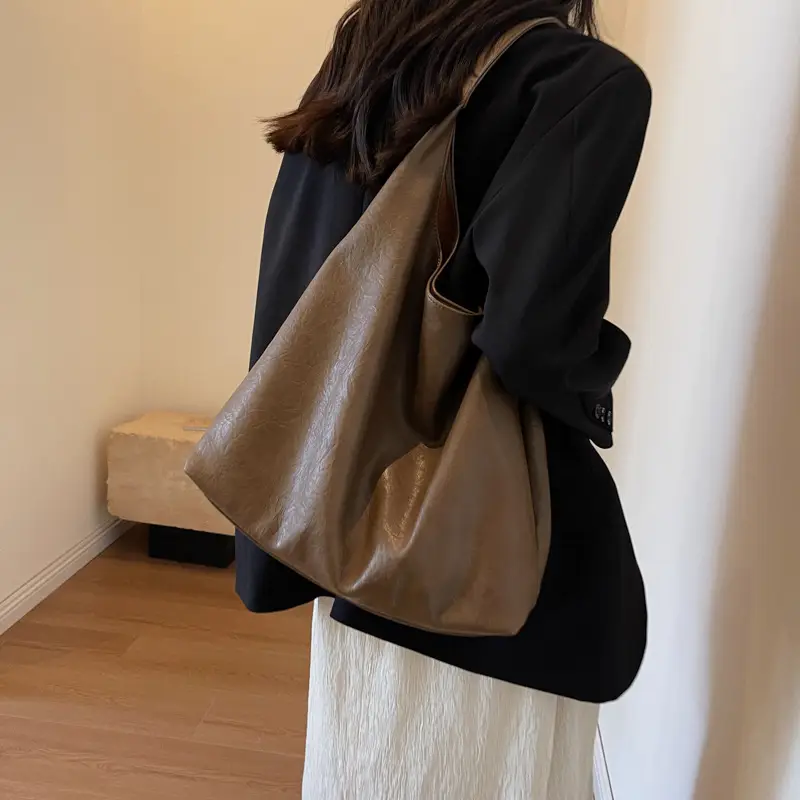 Brown Textured Shoulder Bag for Women 2024 Autumn - Image 7