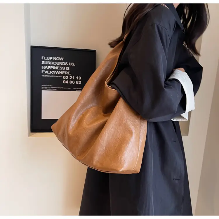 Brown Textured Shoulder Bag for Women 2024 Autumn — feature 20