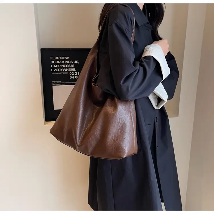 Brown Textured Shoulder Bag for Women 2024 Autumn — feature 24