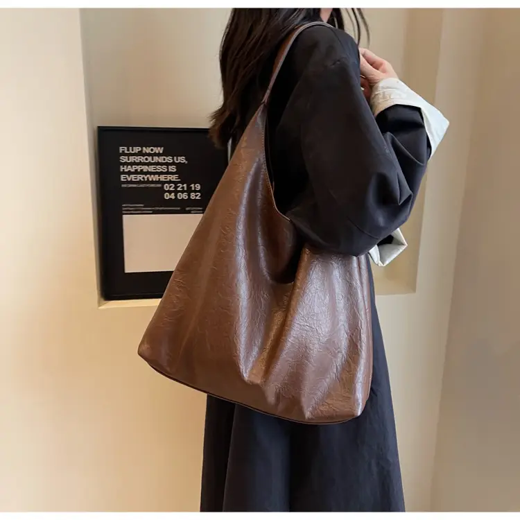 Brown Textured Shoulder Bag for Women 2024 Autumn — feature 25