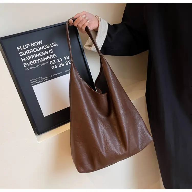 Brown Textured Shoulder Bag for Women 2024 Autumn — feature 27