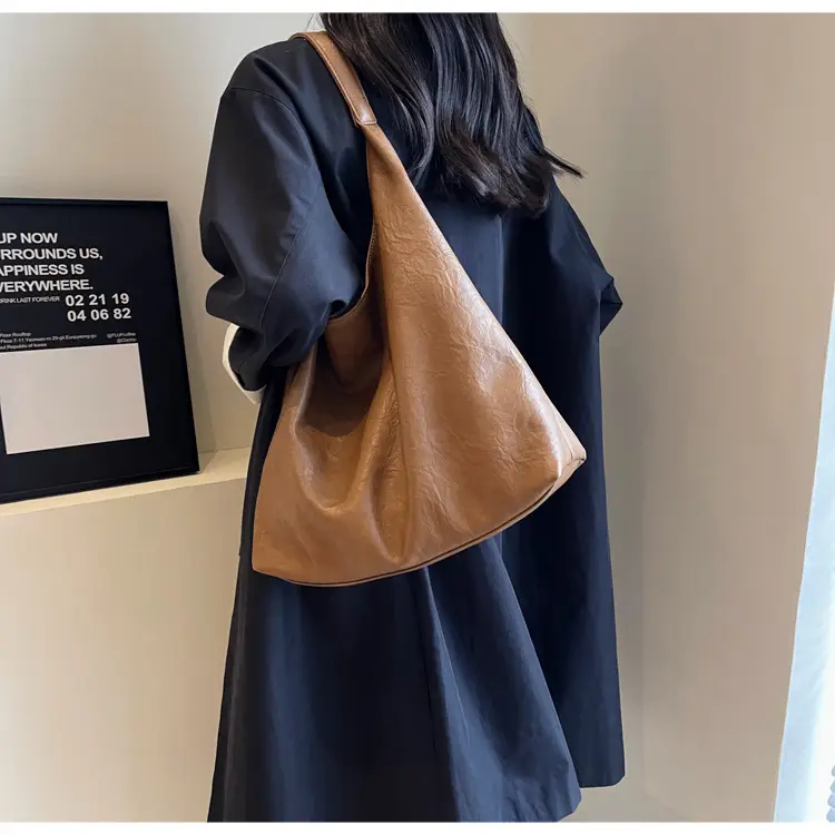Brown Textured Shoulder Bag for Women 2024 Autumn — feature 28