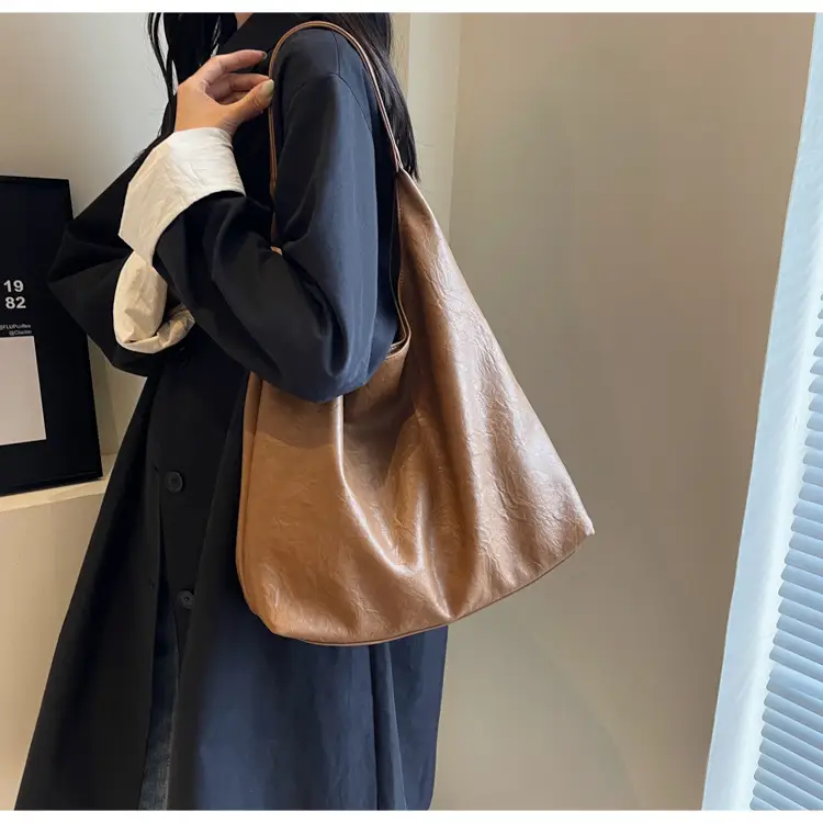 Brown Textured Shoulder Bag for Women 2024 Autumn — feature 30