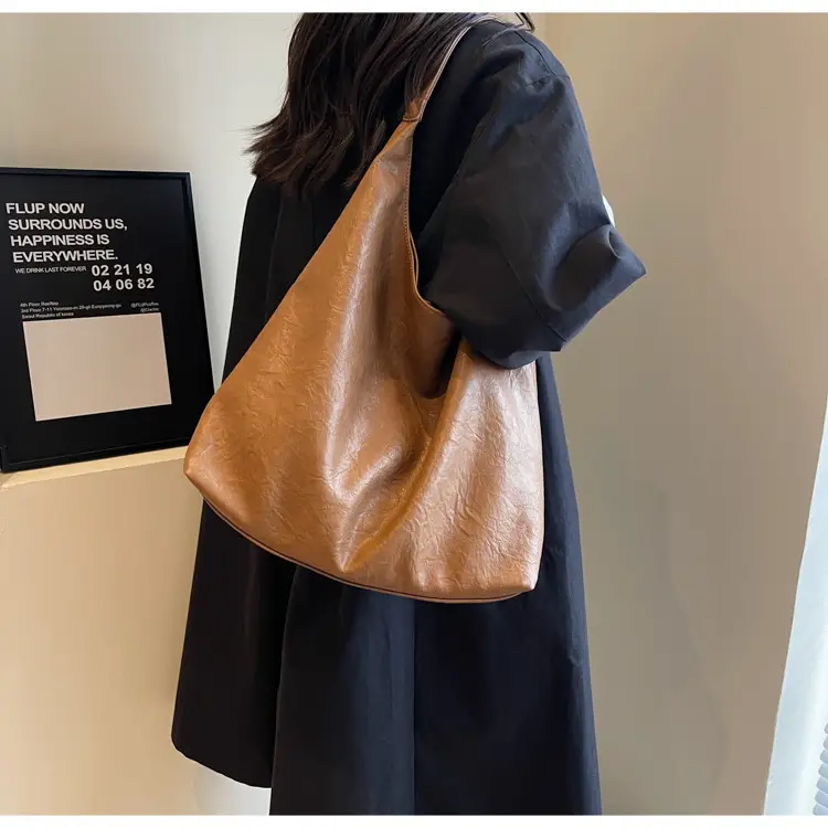 Brown Textured Shoulder Bag for Women 2024 Autumn — feature 31