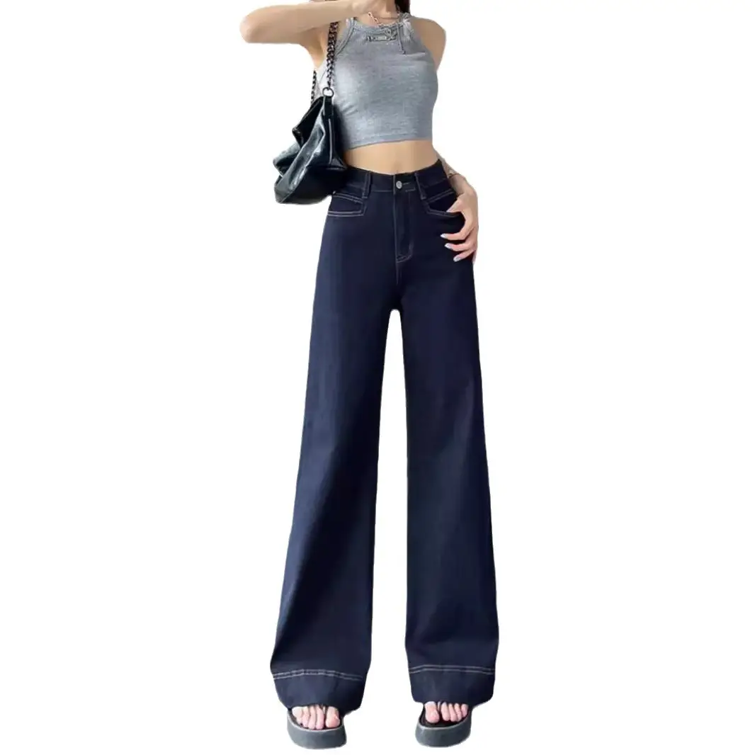 Tannin Dark Blue Wide Leg Jeans Women Summer