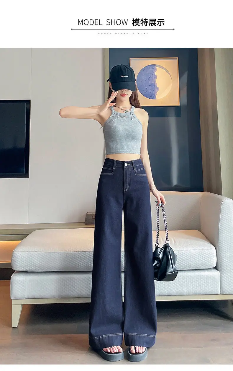 Tannin Dark Blue Wide Leg Jeans Women Summer — feature 12