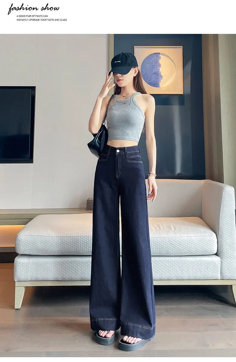 Tannin Dark Blue Wide Leg Jeans Women Summer — feature 16