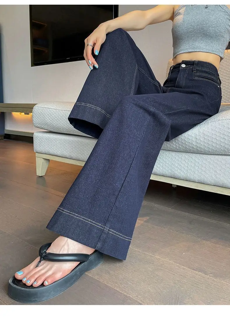 Tannin Dark Blue Wide Leg Jeans Women Summer — feature 17