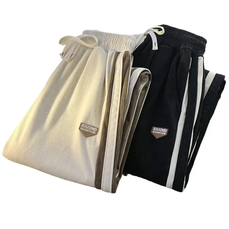 Men Fleece Lined Black Sweatpants Winter Warm Loose Fit - Image 14