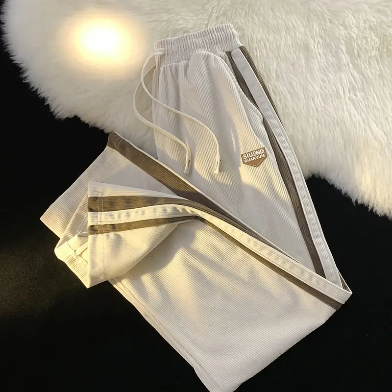 Men Fleece Lined Black Sweatpants Winter Warm Loose Fit - Image 5