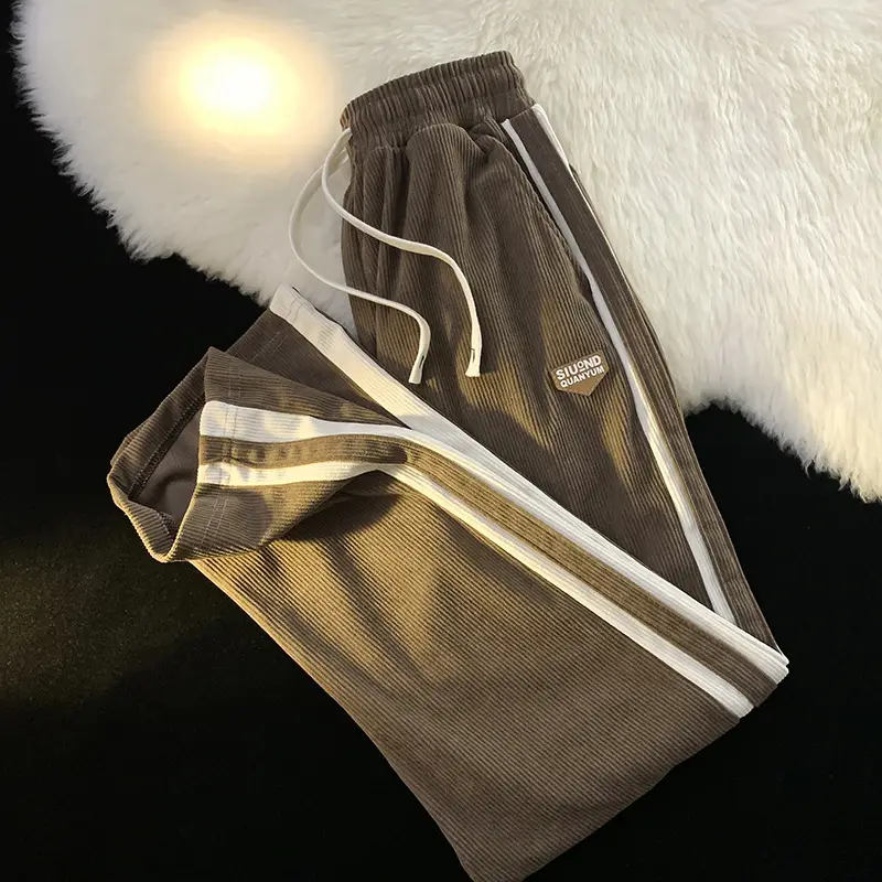 Men Fleece Lined Black Sweatpants Winter Warm Loose Fit - Image 6