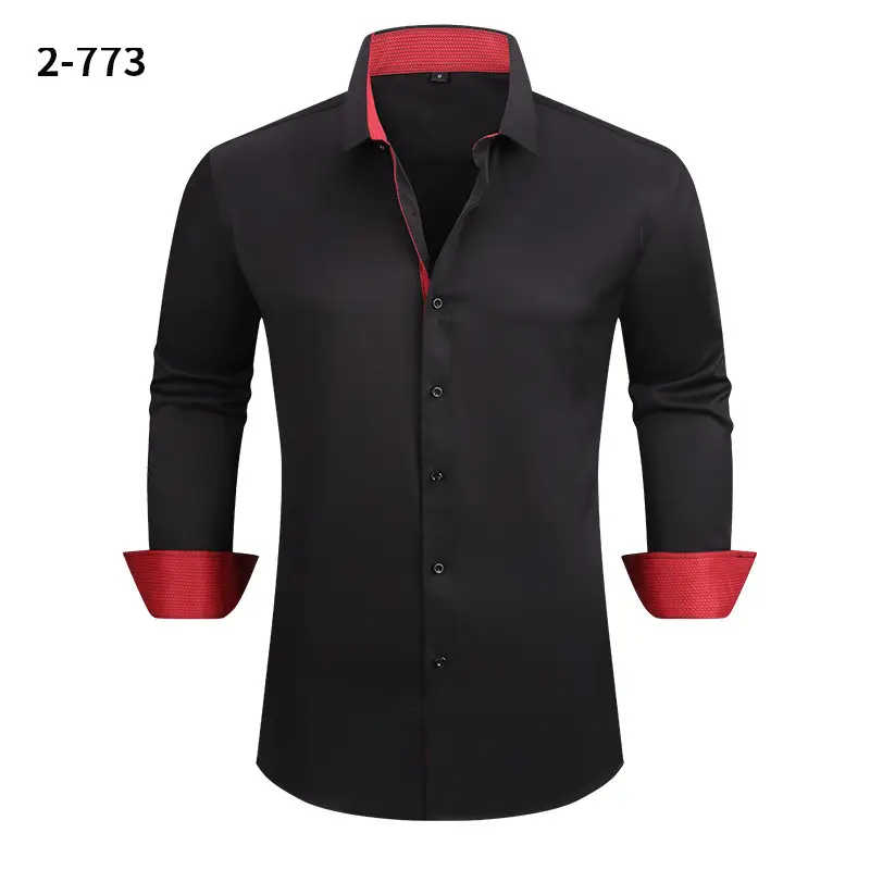 Men Red Long Sleeve Button Shirt Large Business Casual