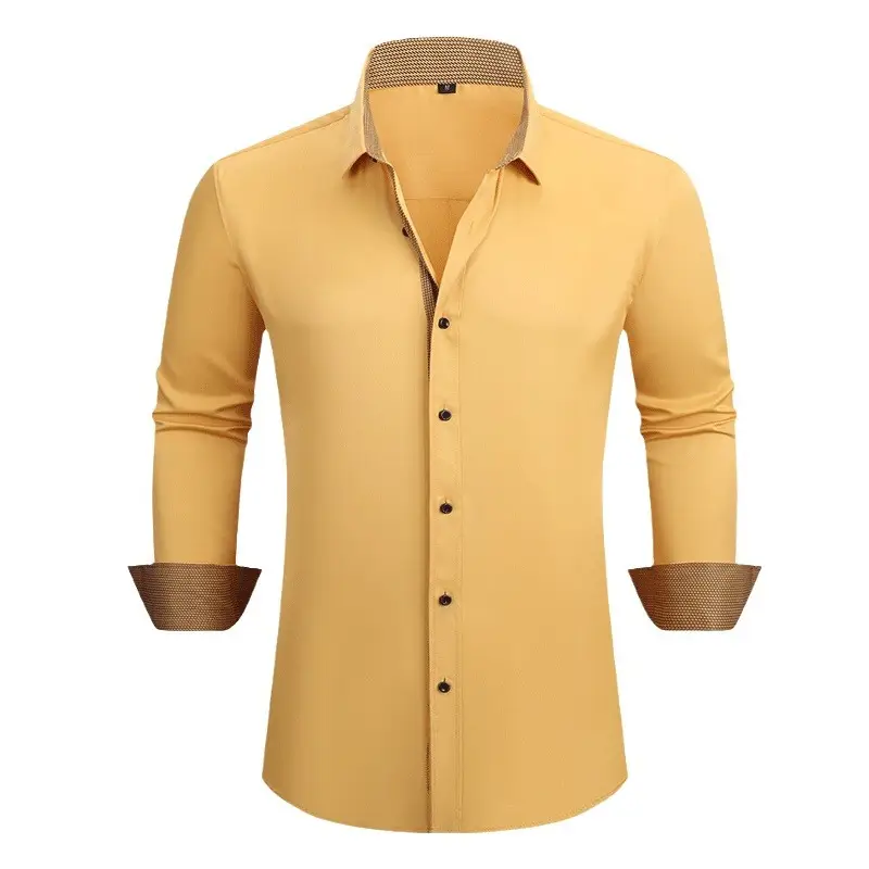 Men Red Long Sleeve Button Shirt Large Business Casual