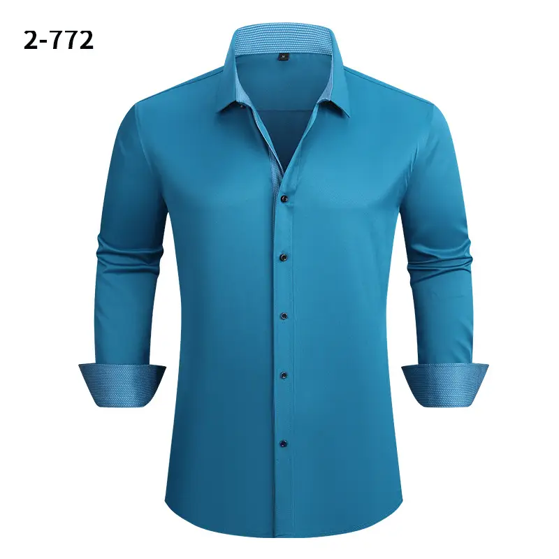 Men Red Long Sleeve Button Shirt Large Business Casual