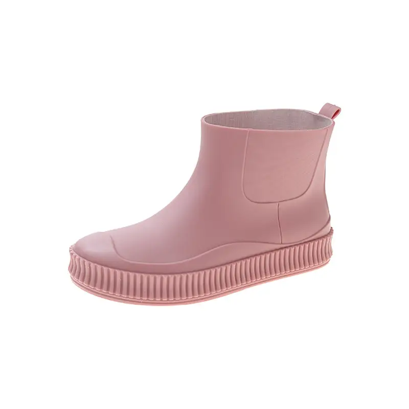 Fashion Short Tube Women's Rain Shoes PVC Low-top Flat Solid Color Water Shoes Kitchen Waterproof Shoes Cross-border Rain Boots overshoes for Women - Image 5