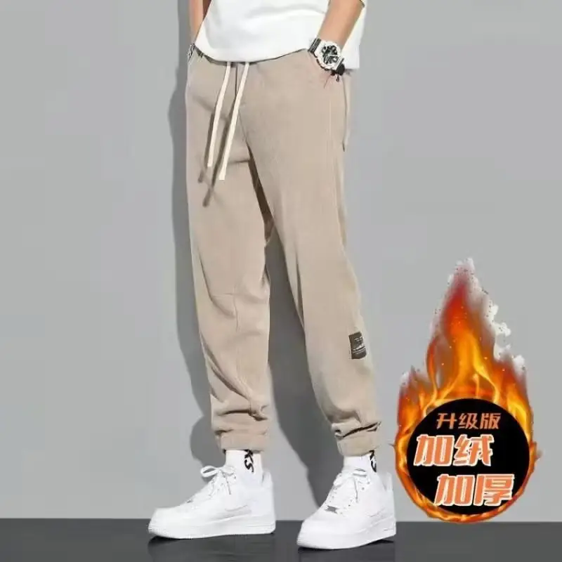 Men Grey Fleece Drawstring Pants Casual Wear - Image 10