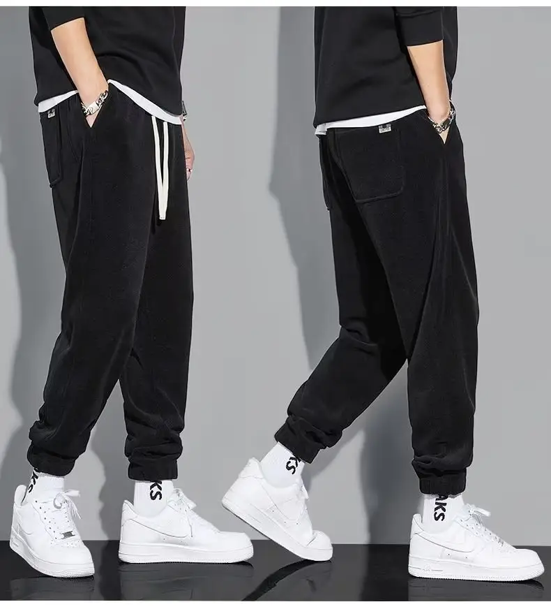 Men Grey Fleece Drawstring Pants Casual Wear — feature 16