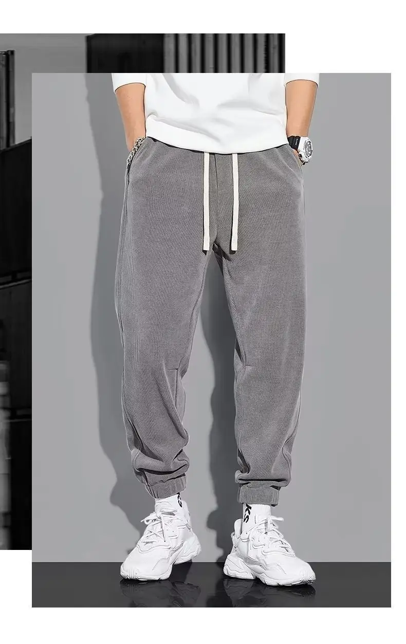 Men Grey Fleece Drawstring Pants Casual Wear — feature 3