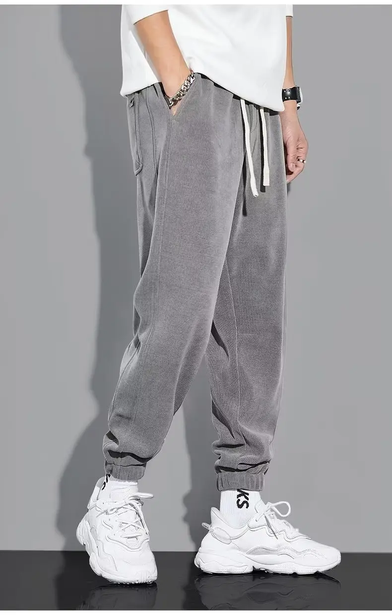 Men Grey Fleece Drawstring Pants Casual Wear — feature 9