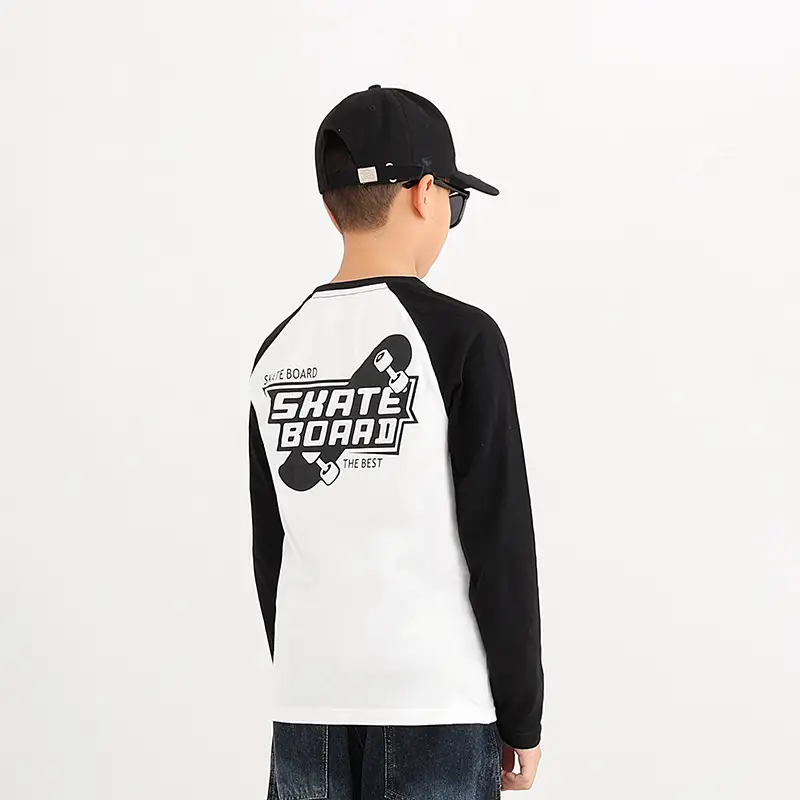 Kids Long Sleeve T-Shirt Cream Grey Baseball Cap Set - Image 7