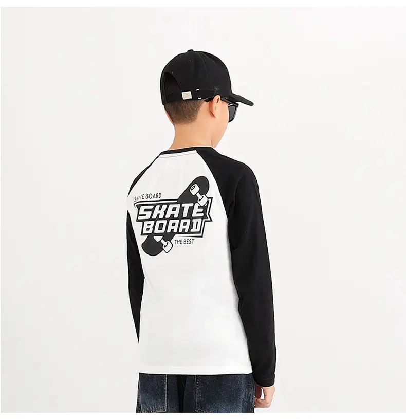 Kids Long Sleeve T-Shirt Cream Grey Baseball Cap Set — feature 38