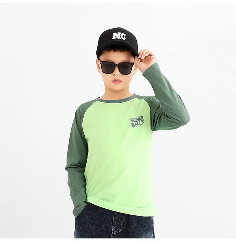 Kids Long Sleeve T-Shirt Cream Grey Baseball Cap Set — feature 41