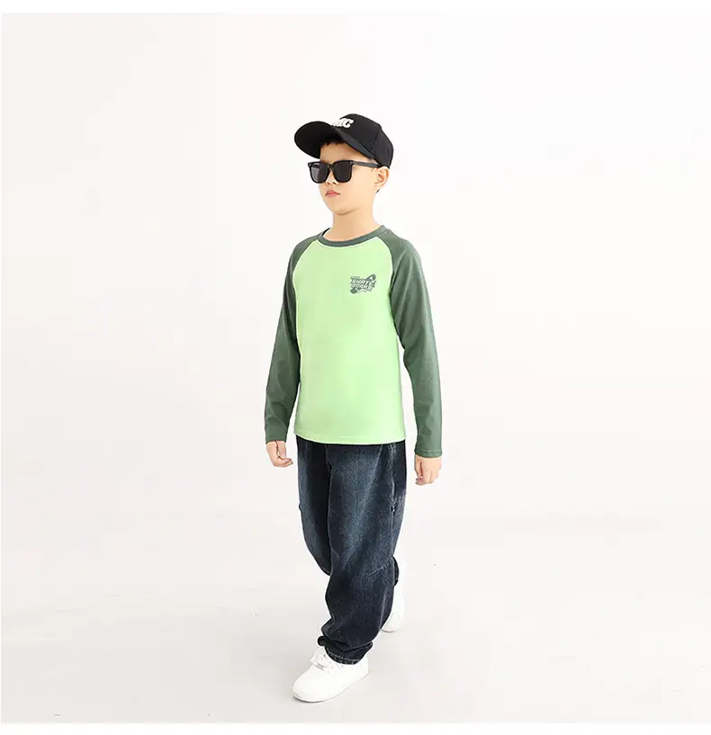 Kids Long Sleeve T-Shirt Cream Grey Baseball Cap Set — feature 43