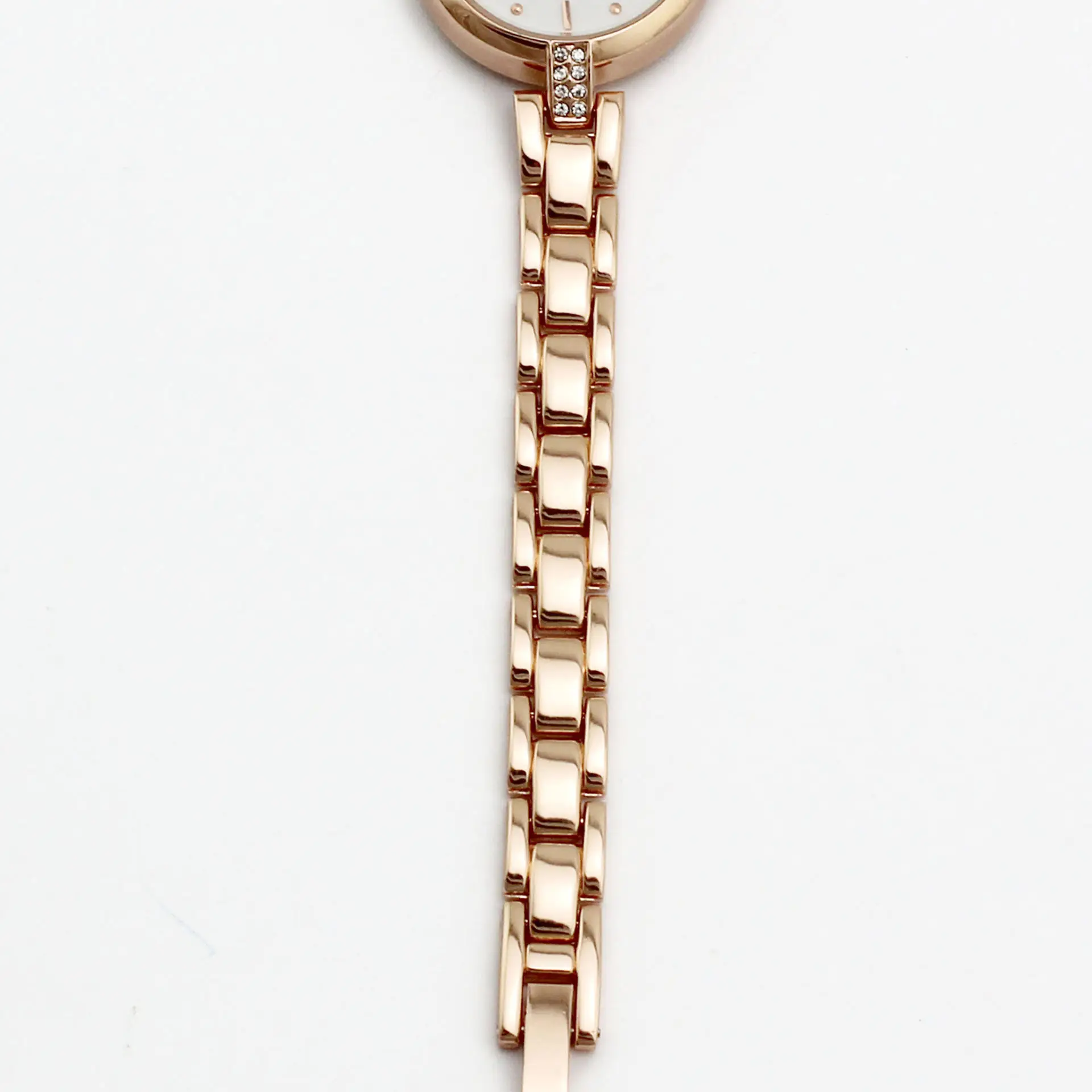 Luxury Rose Gold Bracelet Watch with Rhinestone Details - Image 3
