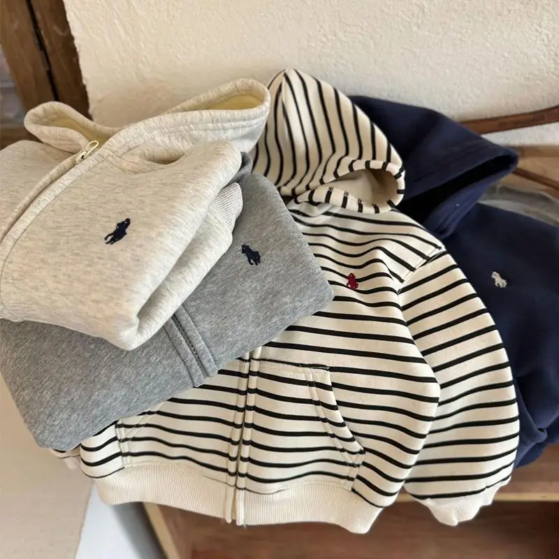 Children's Cashmere Jacket for Boys and Girls Thickened Casual Zipper Cardigan Warm Top Cashmere Baby's Hooded Jacket - Image 4