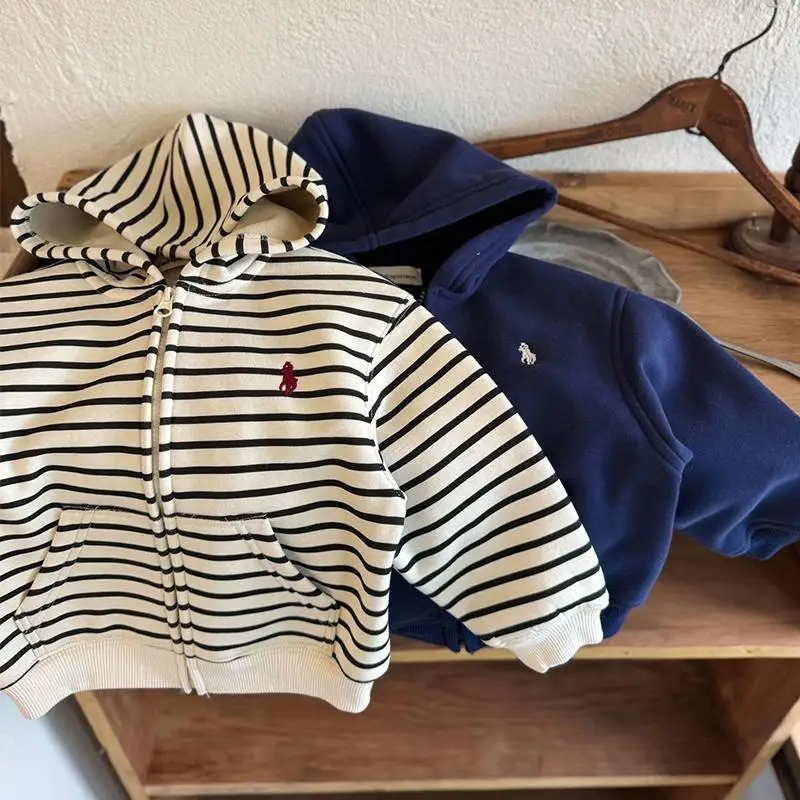 Children's Cashmere Jacket for Boys and Girls Thickened Casual Zipper Cardigan Warm Top Cashmere Baby's Hooded Jacket - Image 5