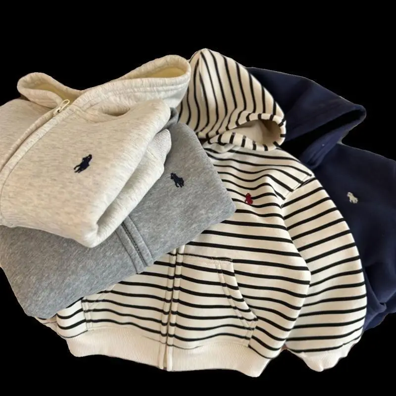 Children's Cashmere Jacket for Boys and Girls Thickened Casual Zipper Cardigan Warm Top Cashmere Baby's Hooded Jacket - Image 7