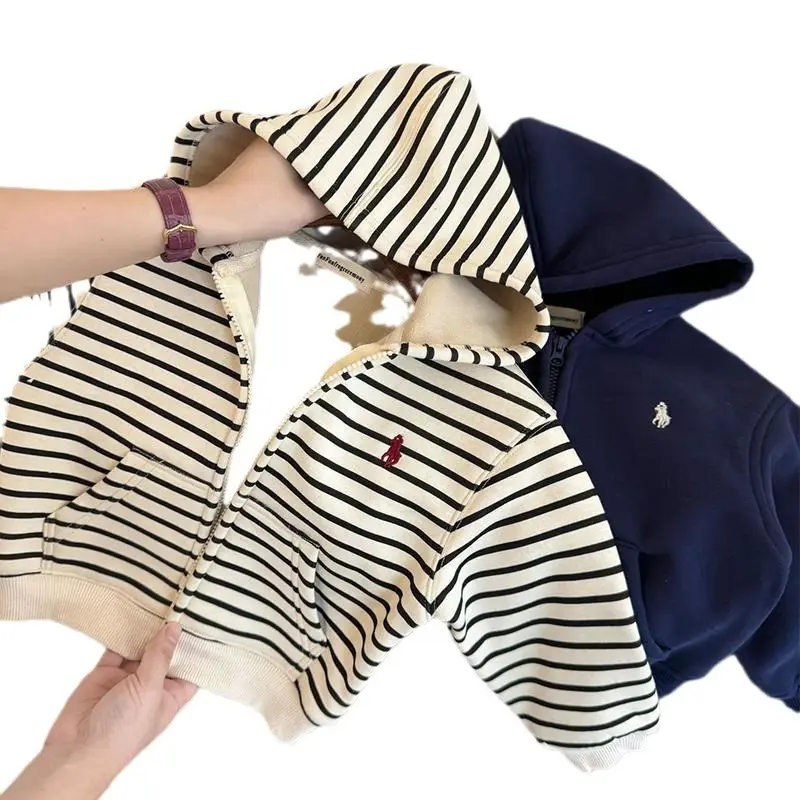 Children's Cashmere Jacket for Boys and Girls Thickened Casual Zipper Cardigan Warm Top Cashmere Baby's Hooded Jacket - Image 8