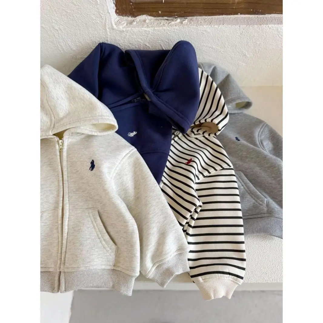 Children's Cashmere Jacket for Boys and Girls Thickened Casual Zipper Cardigan Warm Top Cashmere Baby's Hooded Jacket - Image 2