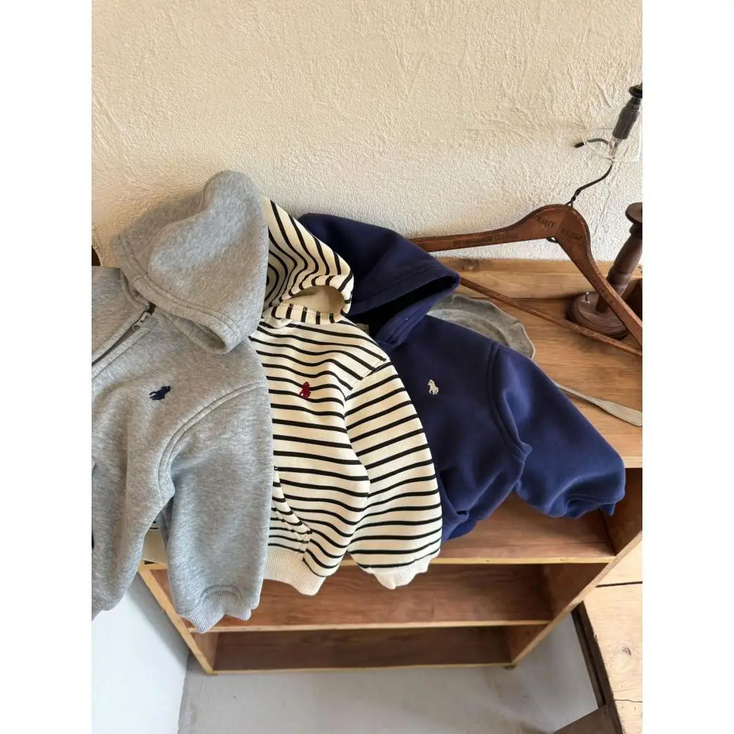 Children's Cashmere Jacket for Boys and Girls Thickened Casual Zipper Cardigan Warm Top Cashmere Baby's Hooded Jacket - Image 3