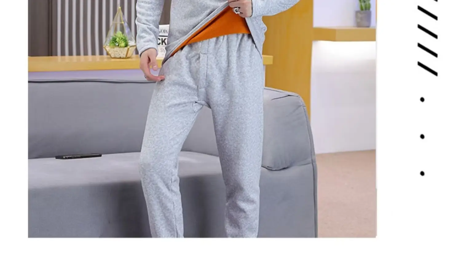 Men's Black Fleece Thermal Underwear Thickened — feature 11