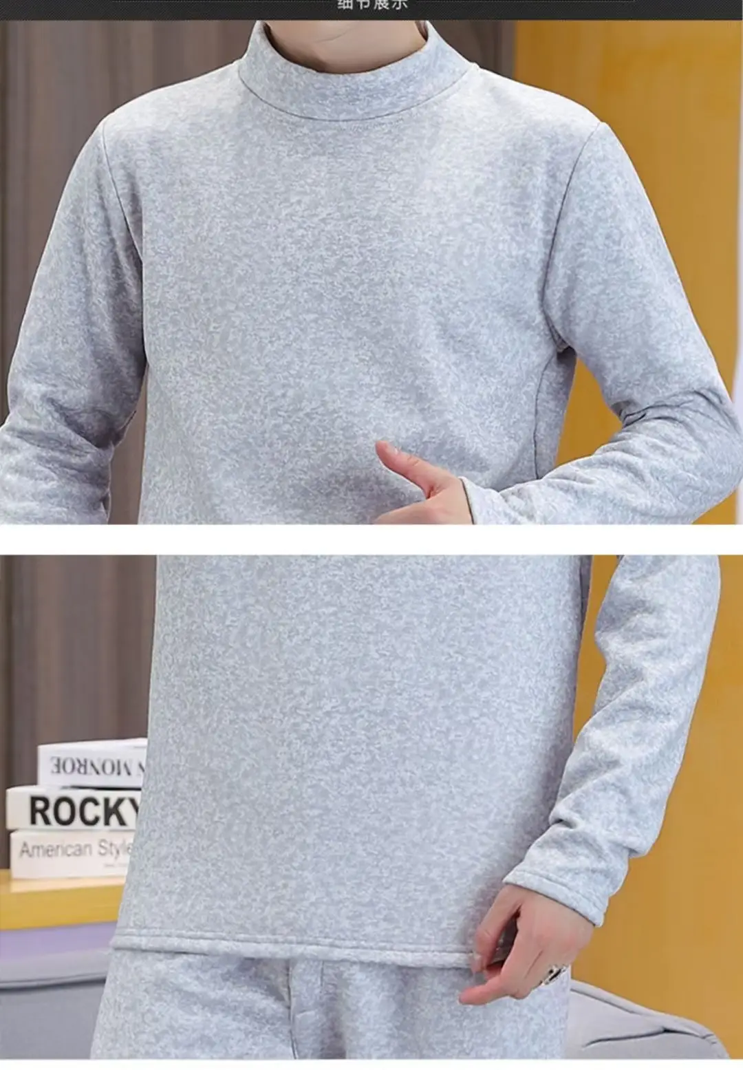 Men's Black Fleece Thermal Underwear Thickened — feature 15