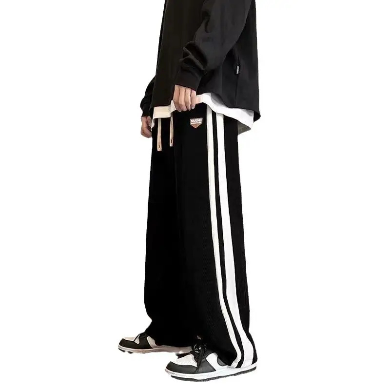 Men Brown Corduroy Straight Leg Sweat Pants Loose Fit - Image 20