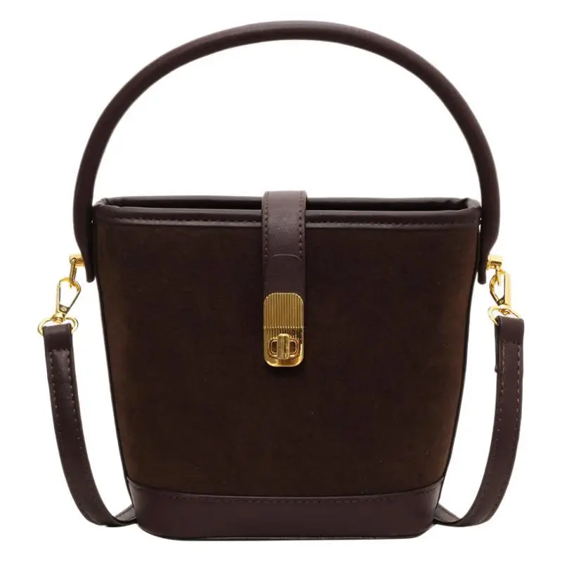 Black Frosted Bucket Bag for Women Shoulder Crossbody - Image 8