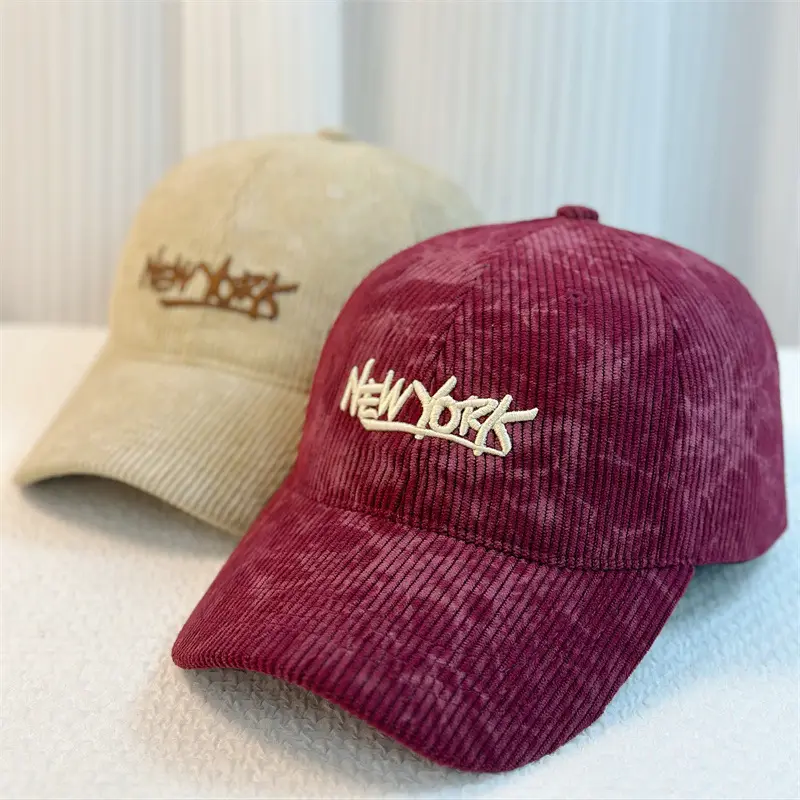 Winter Corduroy Baseball Cap Women Maroon Beige Blue
