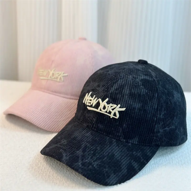 Winter Corduroy Baseball Cap Women Maroon Beige Blue