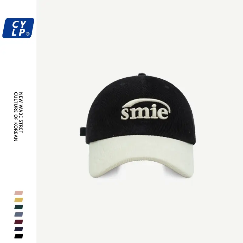 Men Maroon White "Smile" Cap with Embroidery
