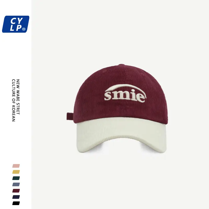 Men Maroon White "Smile" Cap with Embroidery - Image 3